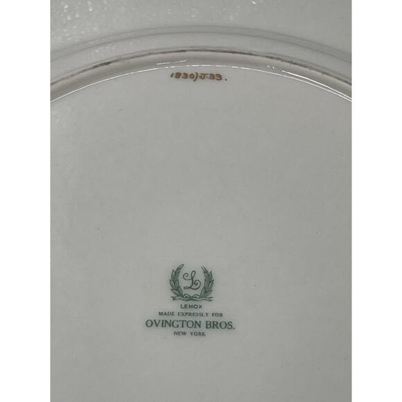 Set 5 Lenox Tuxedo Dinner Plates Gold Rim J-33 Ovington Bros Green Backstamp - Picture 15 of 16